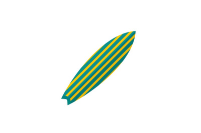 Green striped surfboard icon, flat style