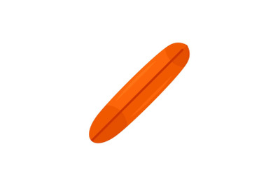 Orange surfboard icon, flat style
