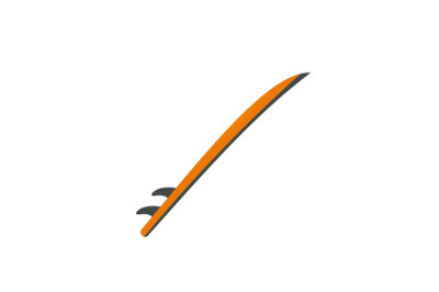 Side view of surfboard icon, flat style