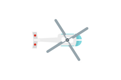 Top view helicopter icon, flat style
