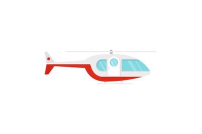 Hospital helicopter icon, flat style