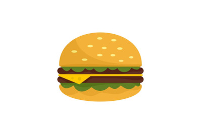Unhealthy burger icon, flat style