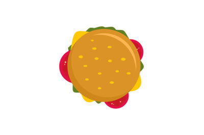 Top view cheeseburger icon, flat style