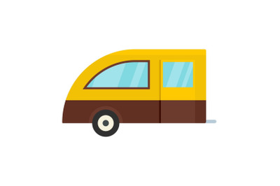 Camping trailer icon, flat style