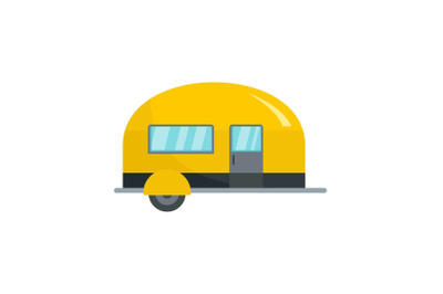 Camp trailer icon, flat style