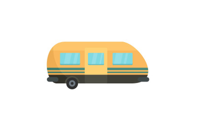 Summer camp trailer icon, flat style