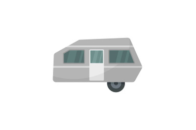 Modern camp trailer icon, flat style