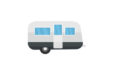 Retro travel trailer icon, flat style