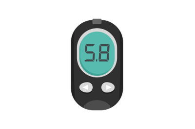 Blood glucose meter icon, flat style