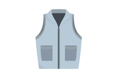 Grey vest icon, flat style
