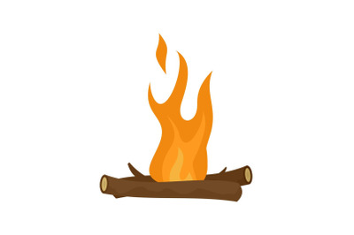 Camp fire icon, flat style