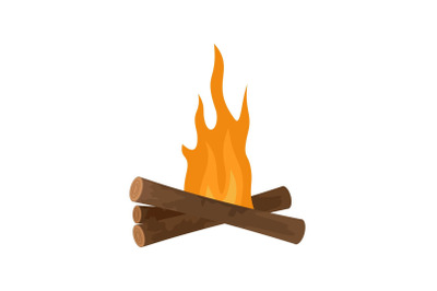 Start fire camp icon, flat style