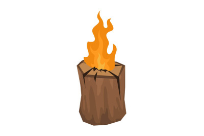 Tree wood fire icon, flat style