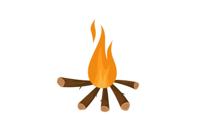 Camping fire icon, flat style