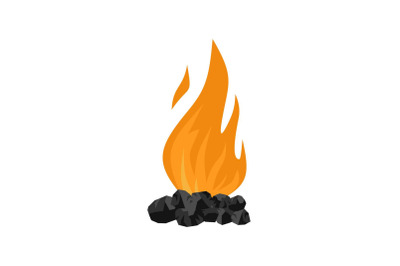 Coal fire icon, flat style