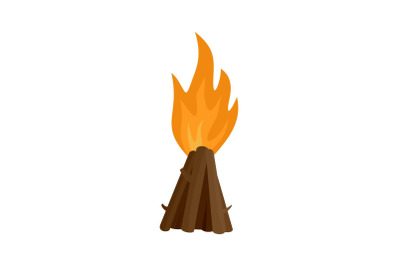 Tepee fire icon, flat style