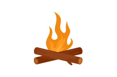 Simple camp fire icon, flat style