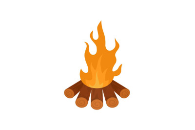 Forest fire icon, flat style