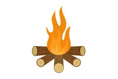 Star camp fire icon, flat style