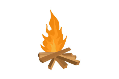 Small woods fire icon, flat style