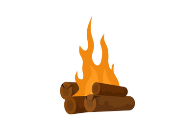 Long camp fire icon, flat style