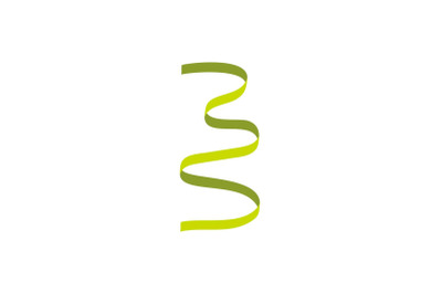 Green curly ribbon icon, flat style