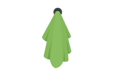 Green towel icon, flat style