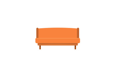 Orange small sofa icon, flat style