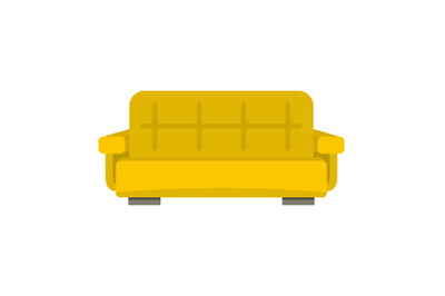 Yellow sofa icon, flat style