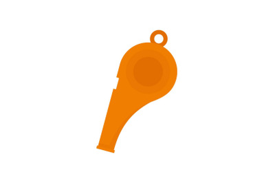 Orange whistle icon, flat style