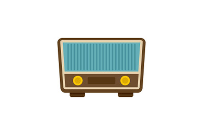 Retro vintage radio icon, flat style