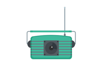 Center fm radio icon, flat style