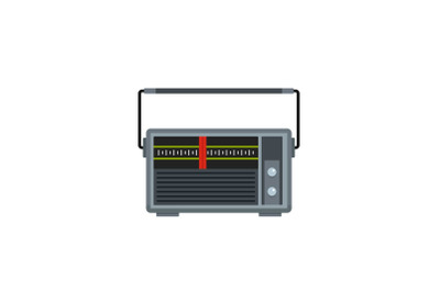 Red line radio icon, flat style