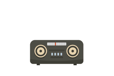 Vintage fm radio icon, flat style