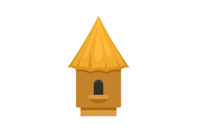 Bee tree house icon, flat style