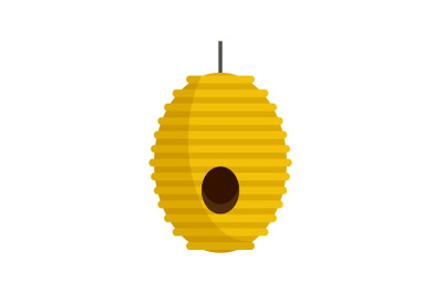 Tree bee house icon, flat style