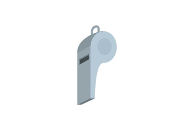 Grey whistle icon, flat style