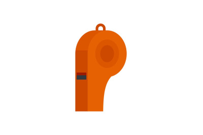 Red whistle icon, flat style