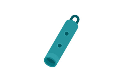 Blue whistle icon, flat style