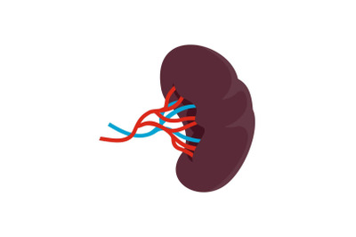 Sick kidney icon, flat style