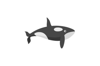 Orca whale icon, flat style