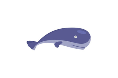 Ocean whale icon, flat style