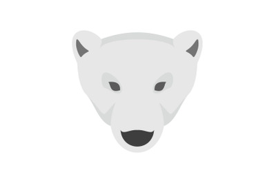 Head of polar bear icon, flat style