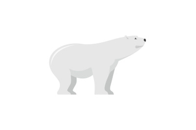 Watching of polar bear icon, flat style