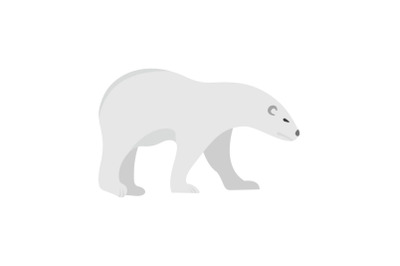 Walk of polar bear icon, flat style