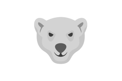 Hungry head of polar bear icon, flat style