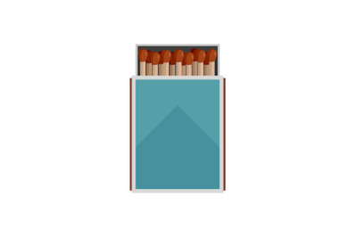 Open matches box icon, flat style