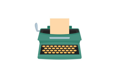 Old typewriter icon, flat style