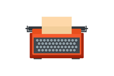 Red typewriter icon, flat style