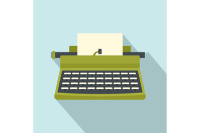 Retro typewriter icon, flat style